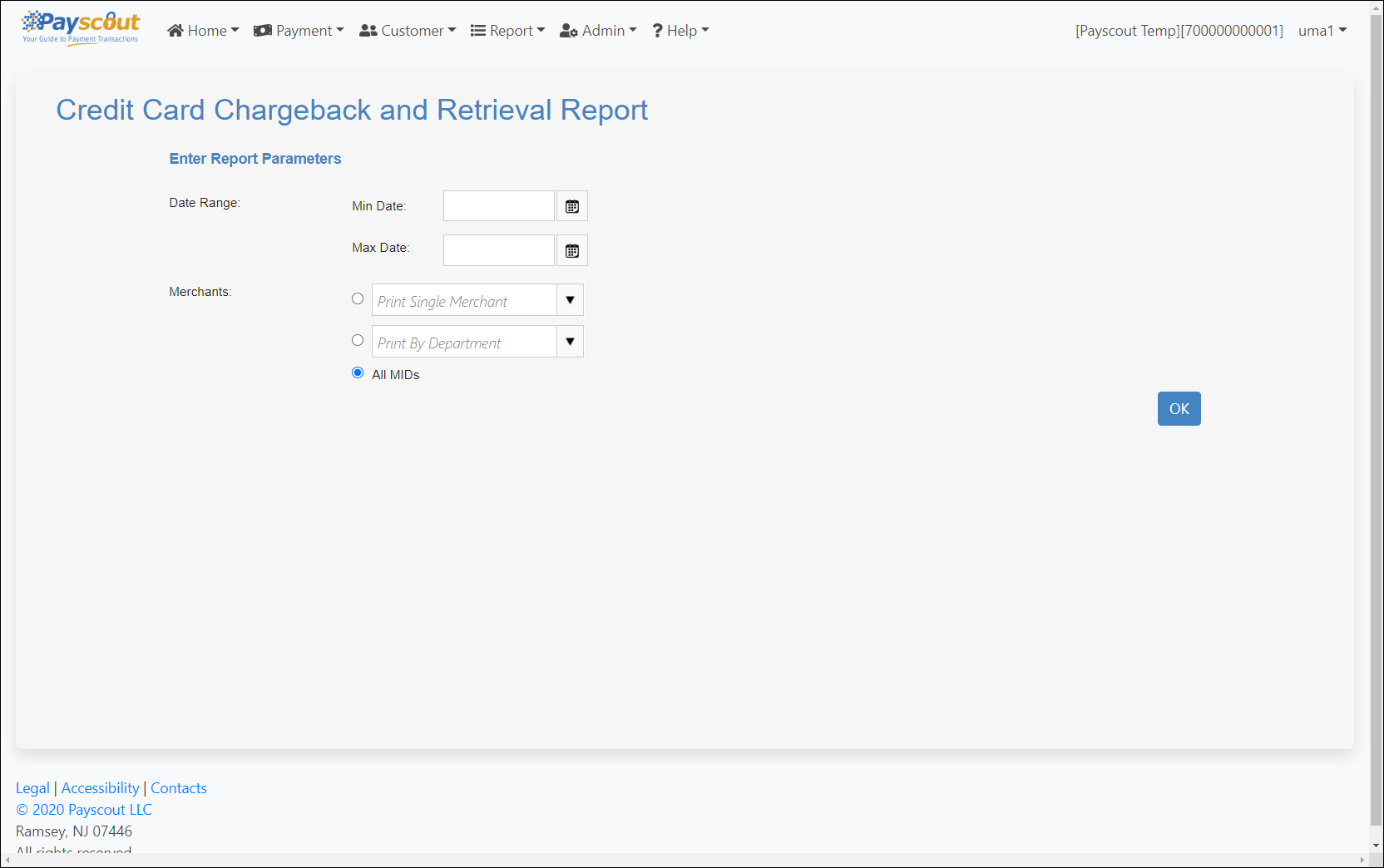 VPOS Reports - Transaction Reports: Check Returns